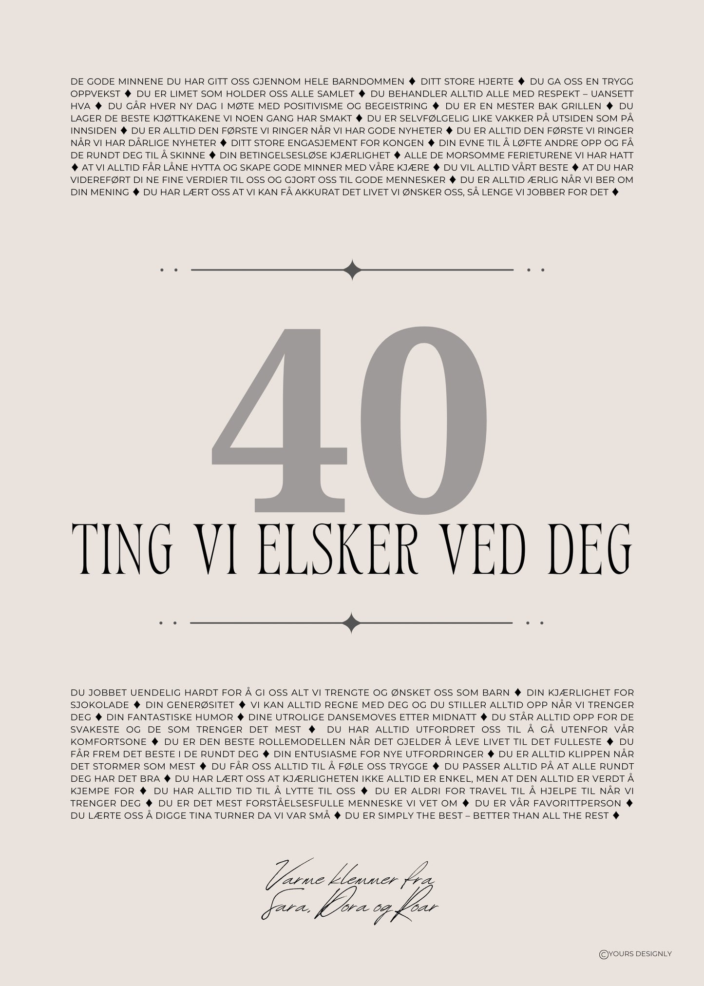 Personlig gave personlig plakat