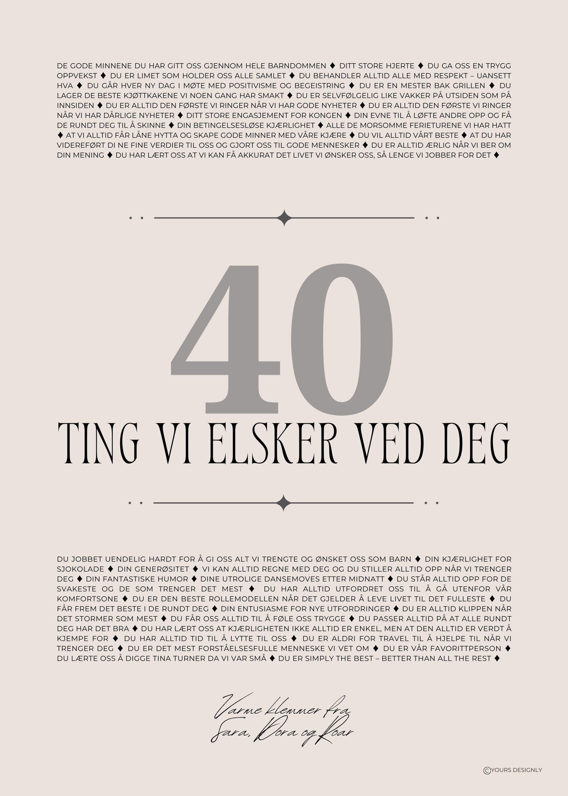 Personlig gave personlig plakat