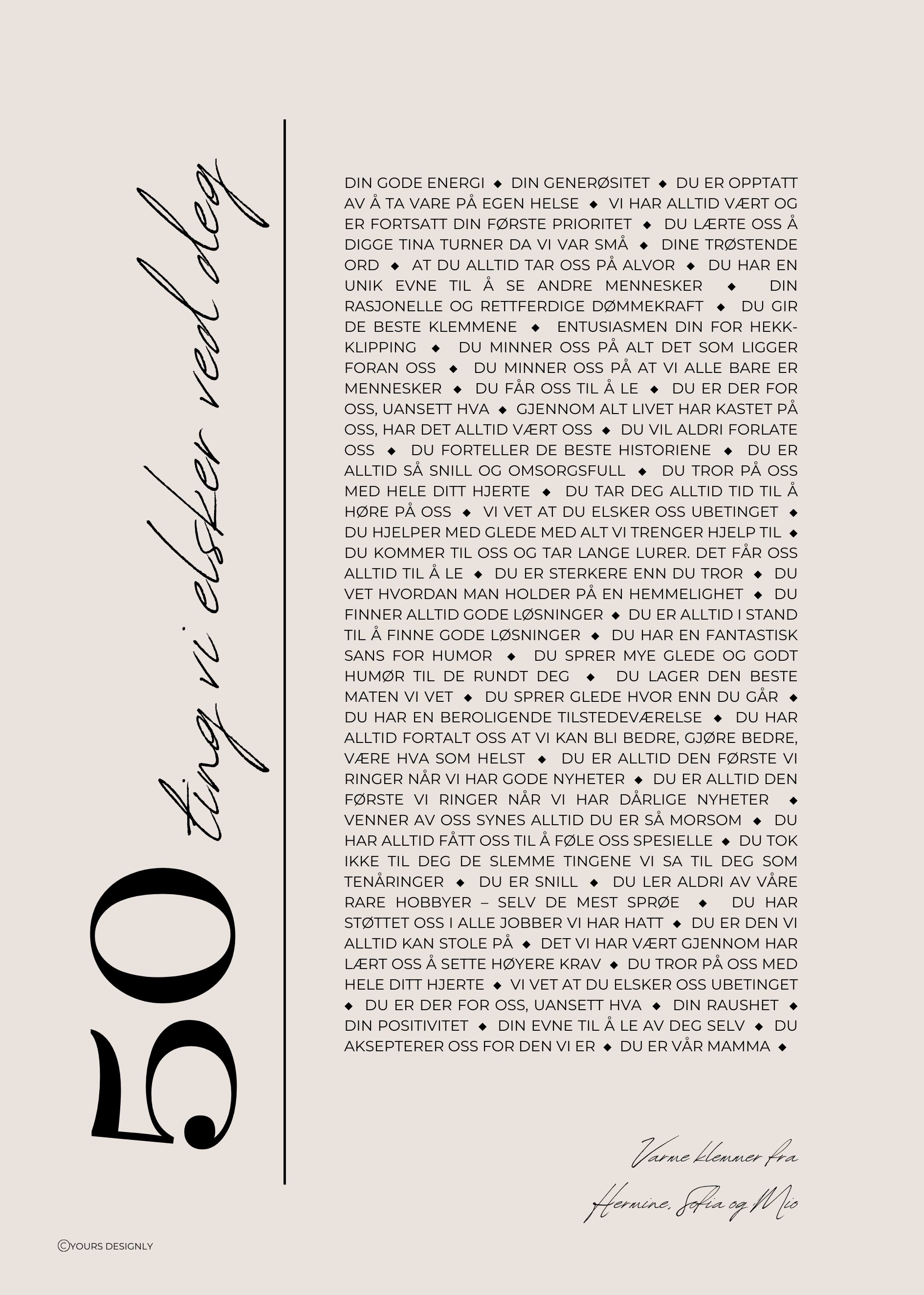 Personlig gave plakat med personlig tekst