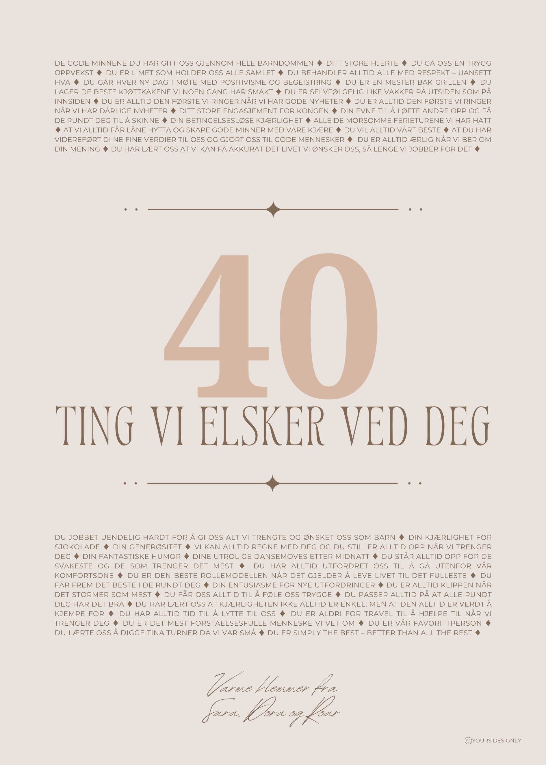 Personlig gave plakat