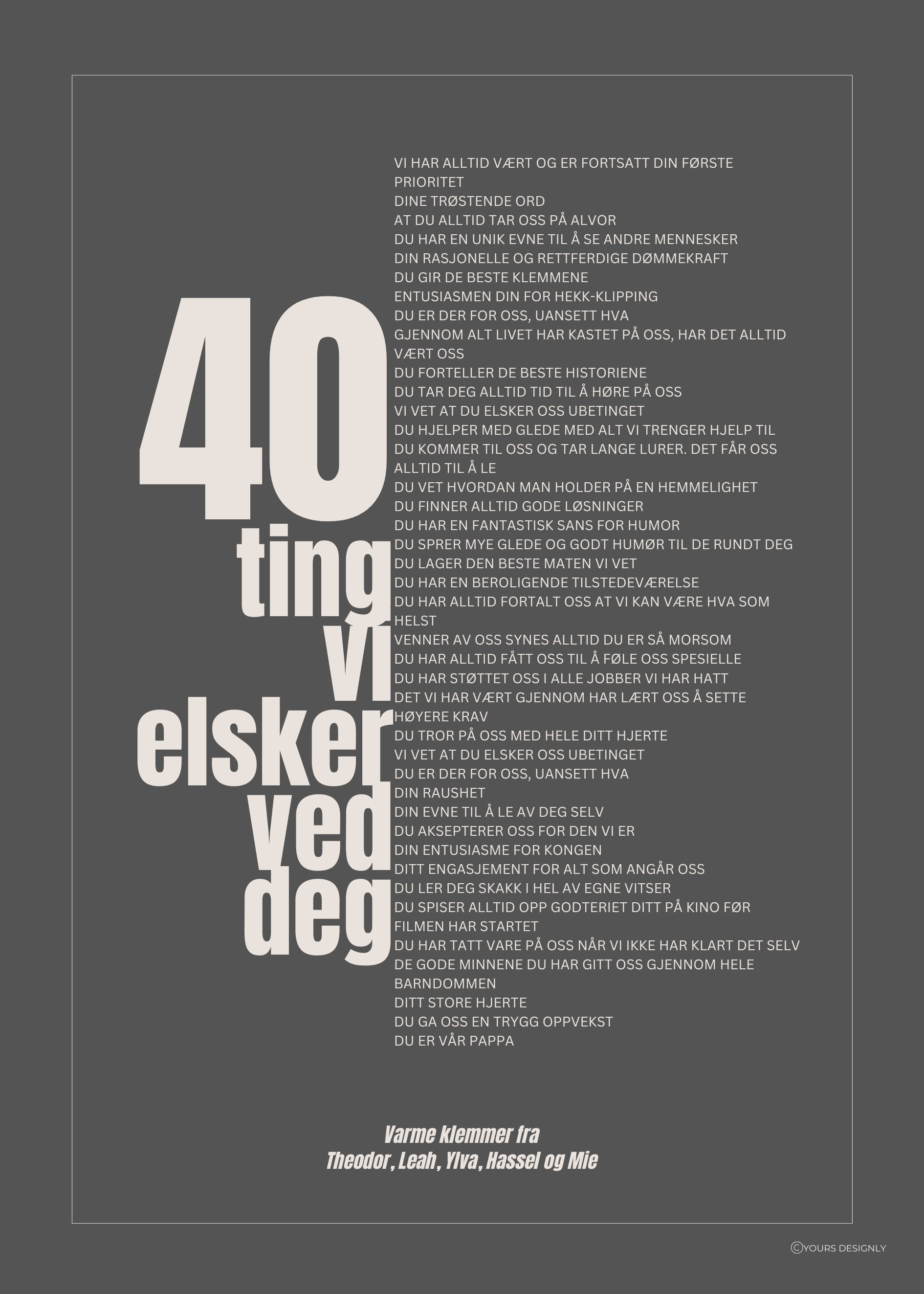 Personlig plakat med personlig tekst