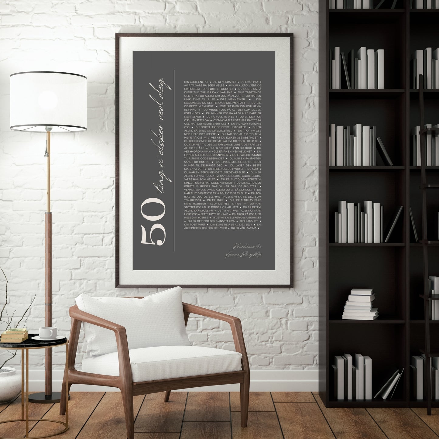 Plakat med personlige ord til mottaker