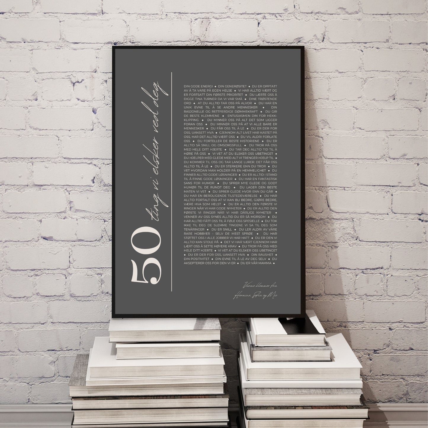 Plakat med personlige ord til mottaker