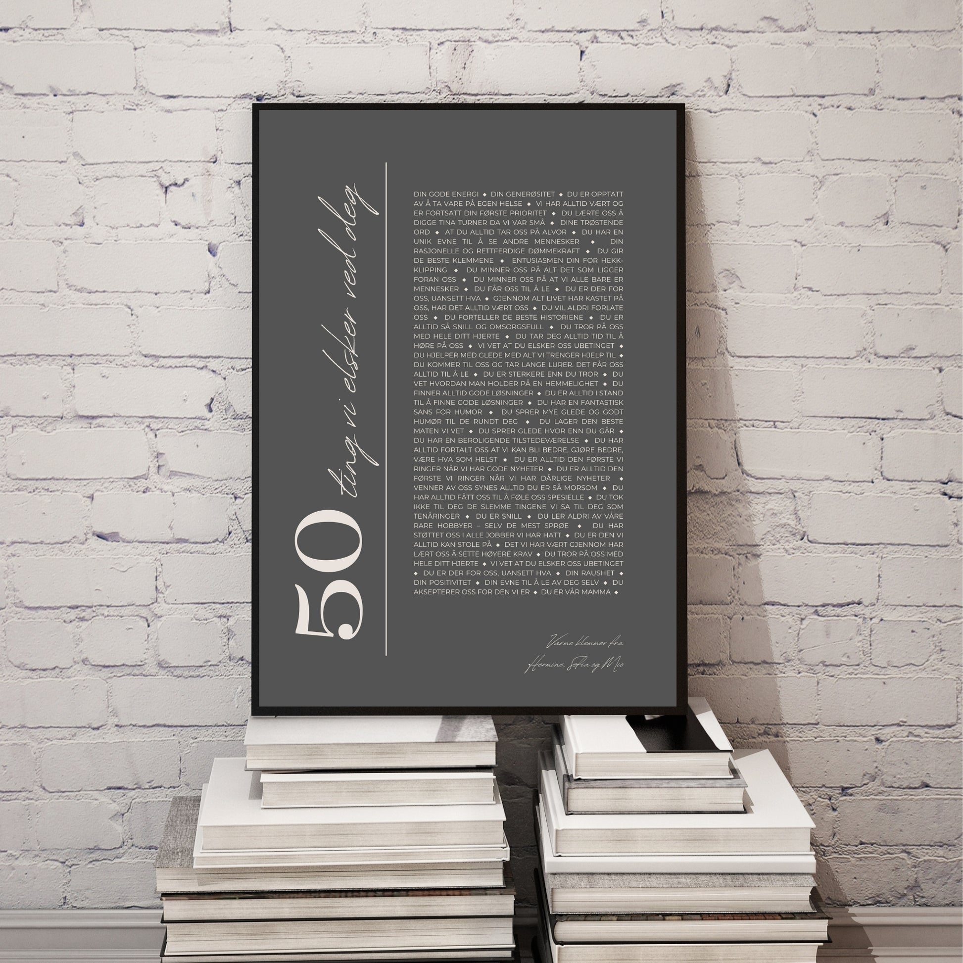 Plakat med personlige ord til mottaker